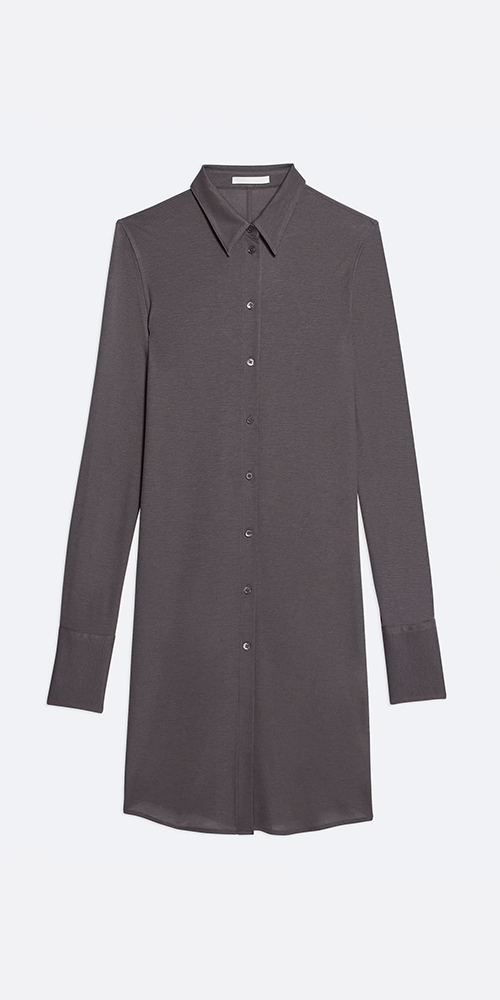 Ribbed Shirt Dress Graphite
