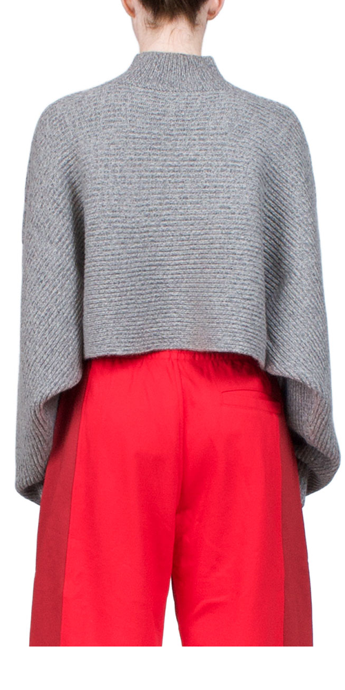 Wide Rib Crop Sweater Grey