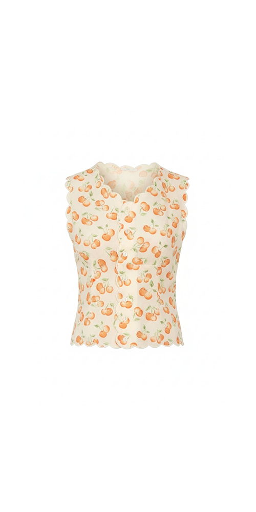 Cherry Sherbet Scalloped Vest