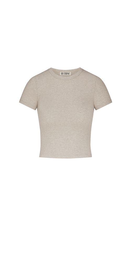 Short Sleeve Ribbed Baby Tee Oatmeal
