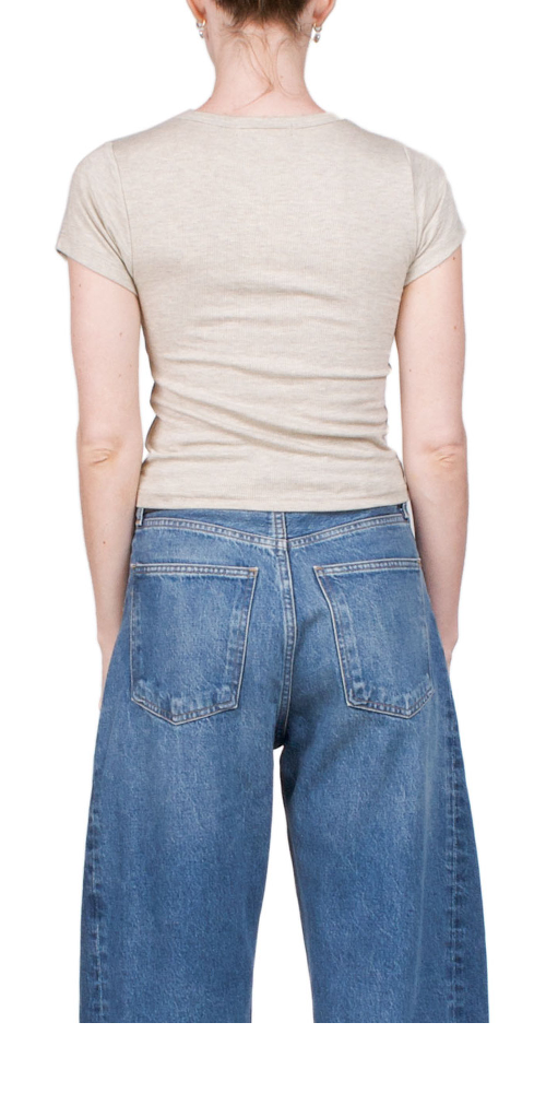 Short Sleeve Ribbed Baby Tee Oatmeal