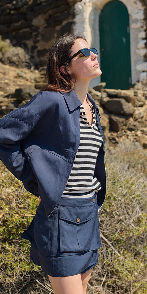 Oskar Twill Mini Skirt Navy