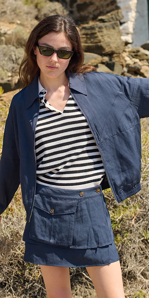 Oskar Twill Mini Skirt Navy