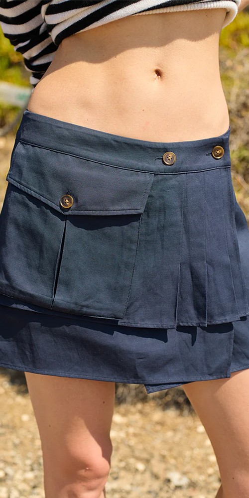Oskar Twill Mini Skirt Navy