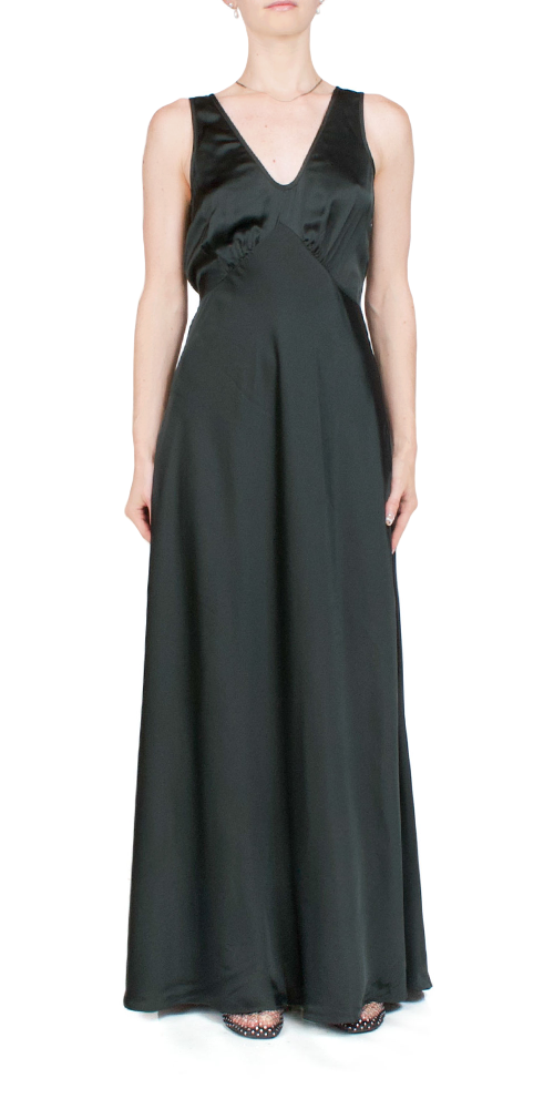 Reine Satin Maxi Dress Black
