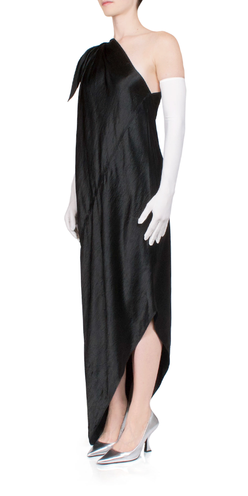Anna October Desiree One Shoulder Satin Midi Dress