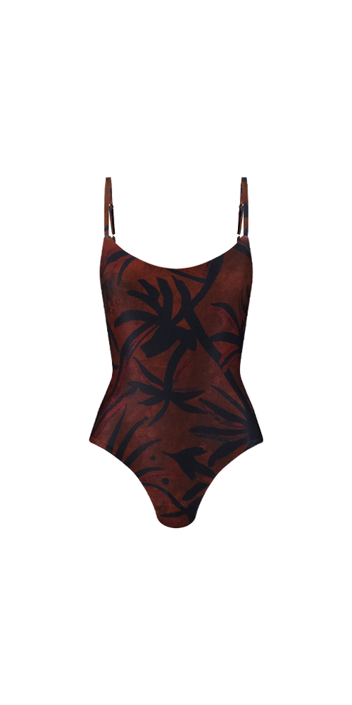 Ocean One-Piece in Terracotta Palm