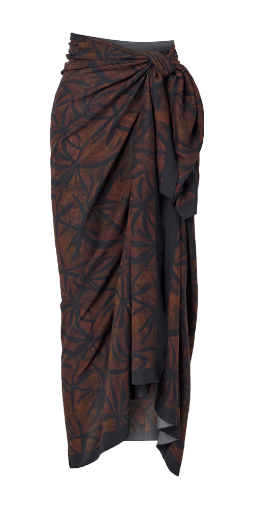 Long Pareo with Medallion in Terracotta Palm