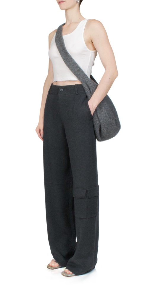 Knit Cargo Pants Charcoal