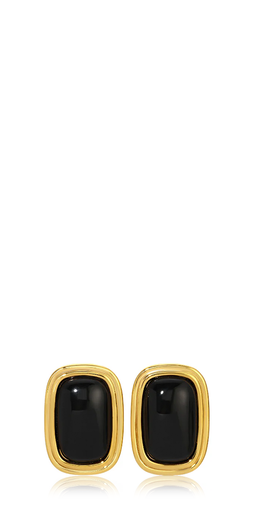 Ribbon Earrings Black Gold