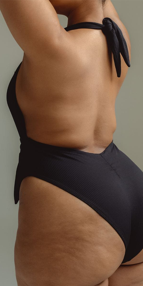 Black Rib Tropez Tie-Up One-Piece