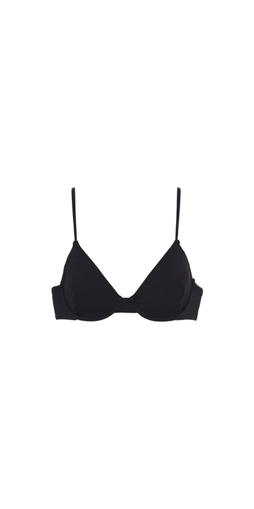 Black Rib Dainty Bikini Top
