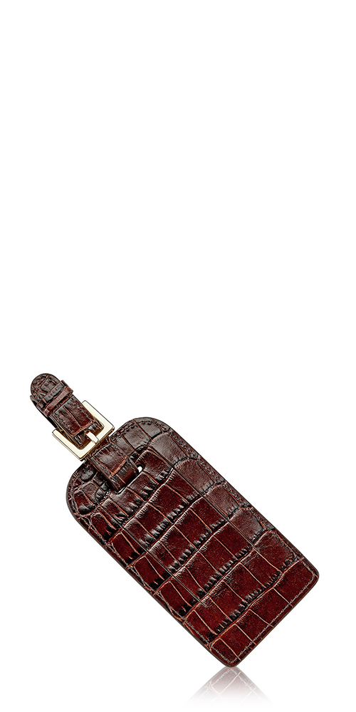Luggage Tag Brown Croc
