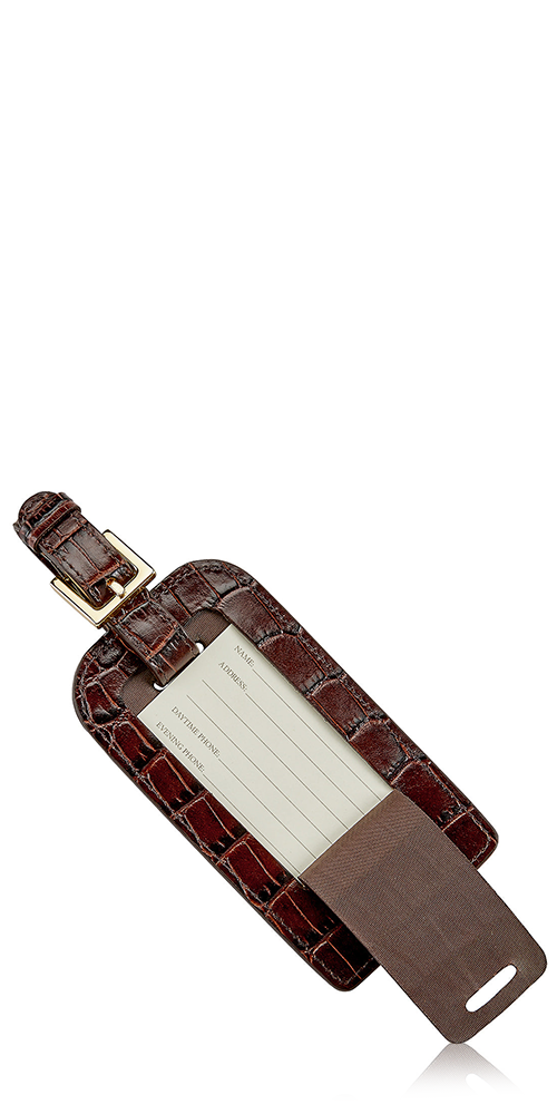 Luggage Tag Brown Croc