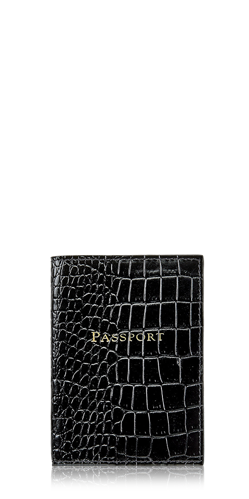Passport Holder Black Croc