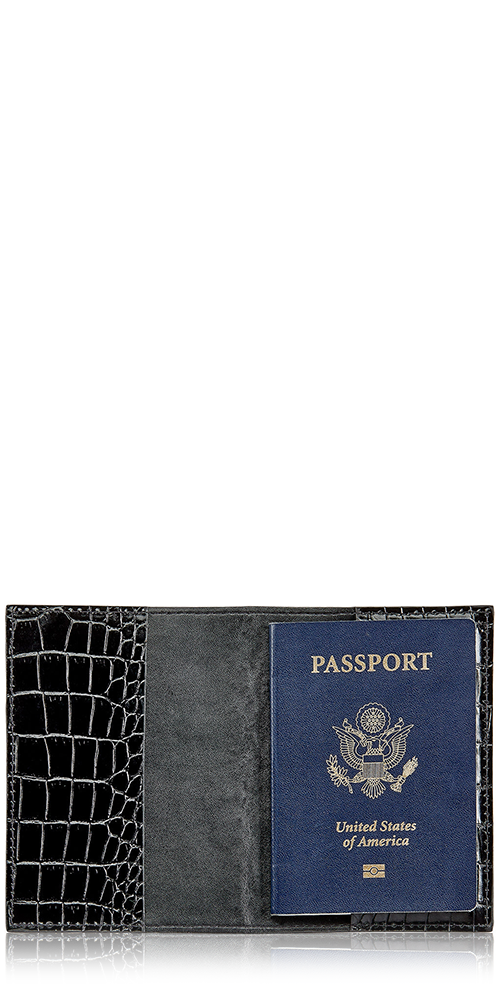 Passport Holder Black Croc