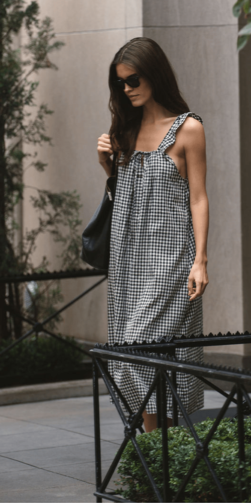 The Sienna Midi Dress in Tuxedo Plaid
