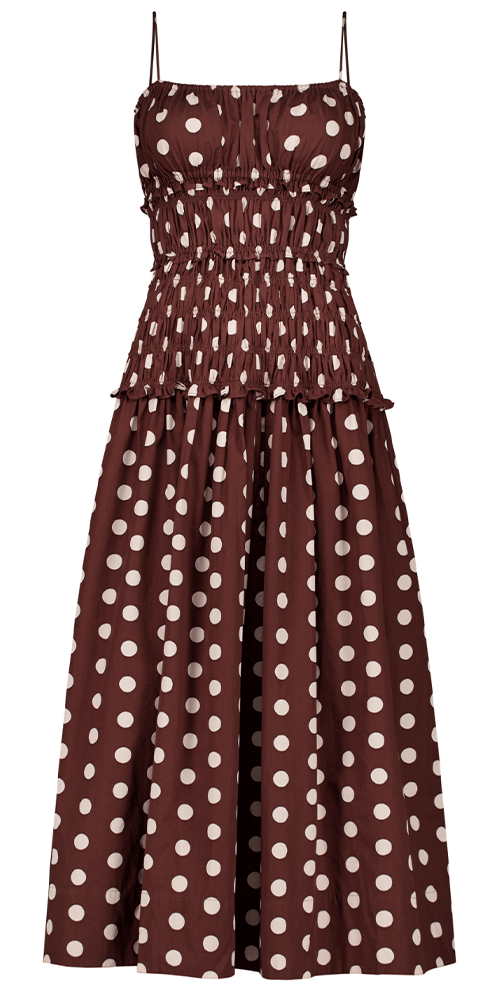 JUILLET The Amelia Dress Brown/Ivory Polka Dot | Maison Rogue JUILLET The Amelia Dress Brown/Ivory Polka Dot | Maison Rogue