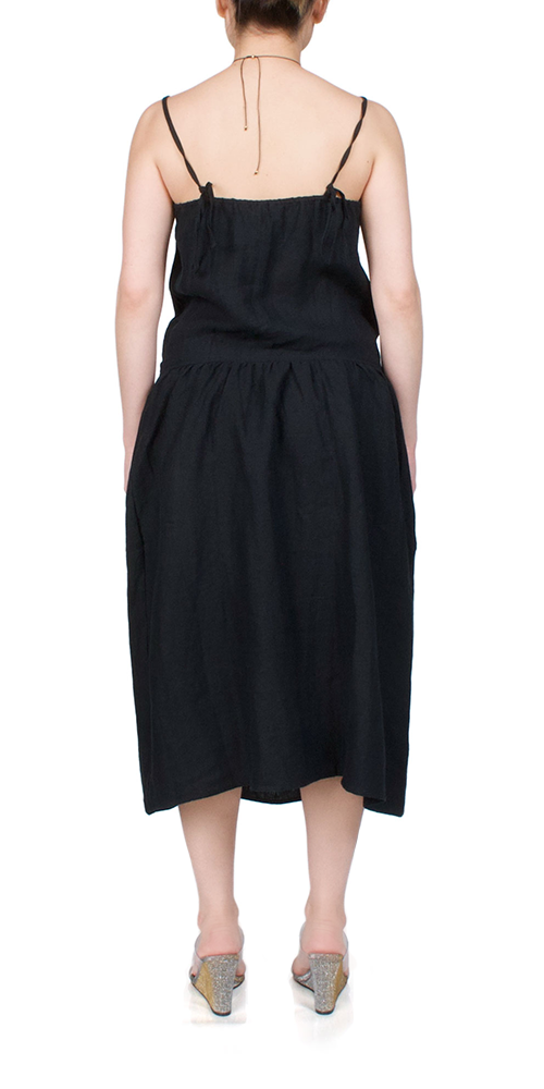 Gathered Halter Dress Black
