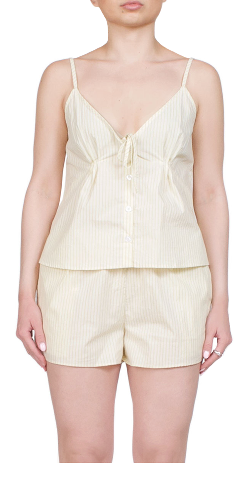 Placket Short Set Butter Stripe