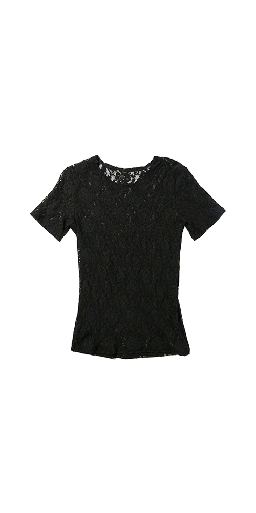Signature Lace® Short Sleeve Top Black