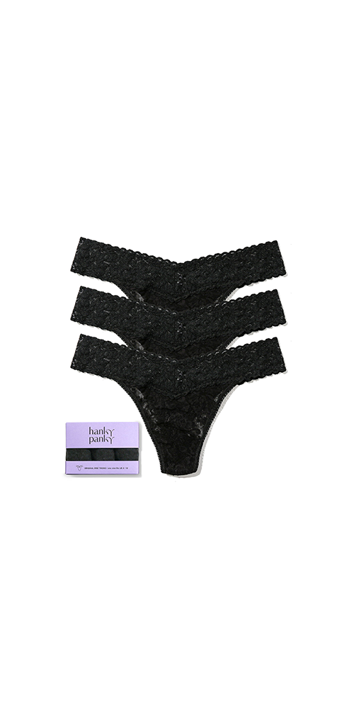 3 Pack Signature Lace® Original Rise Thongs Black