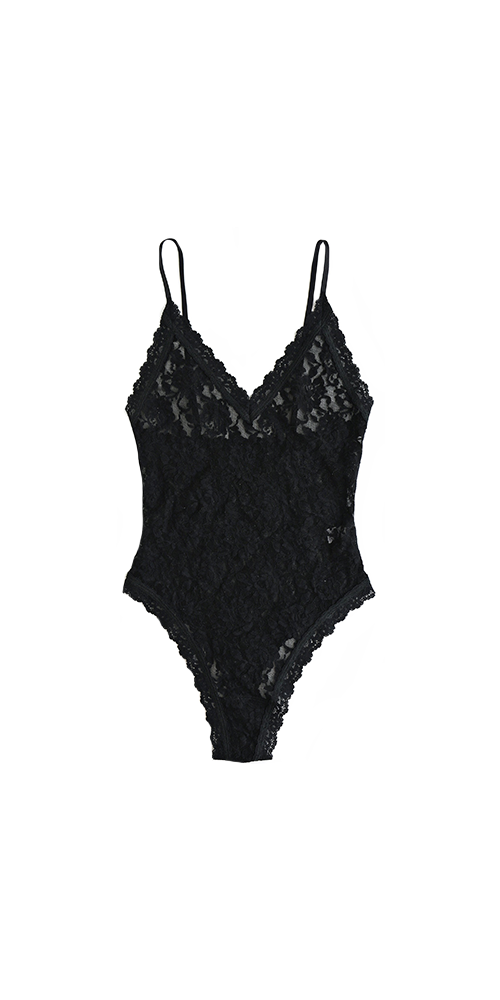 Signature Lace® Thong Back Bodysuit Black