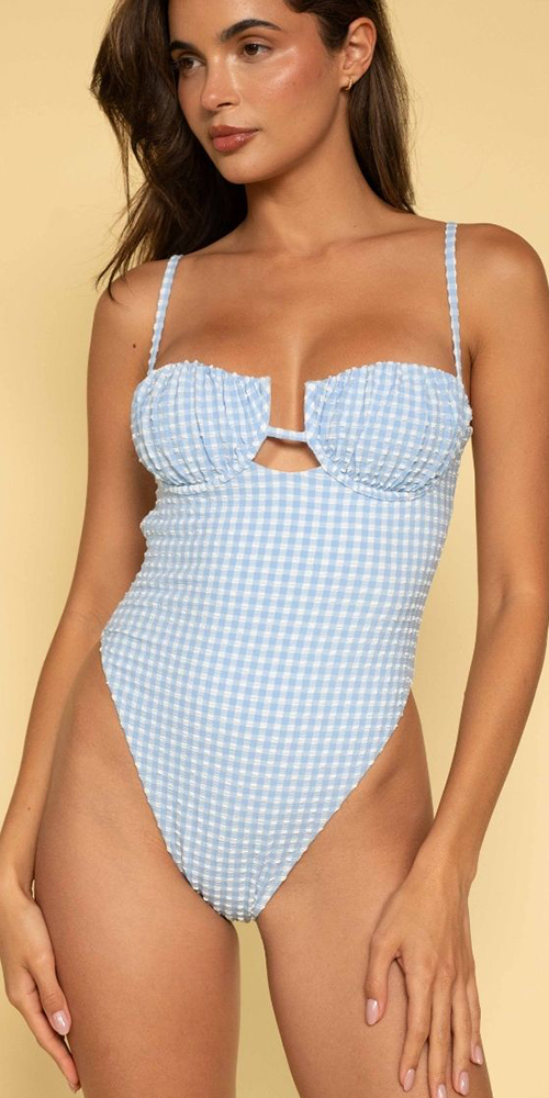 Peri Micro Gingham Petal One-Piece