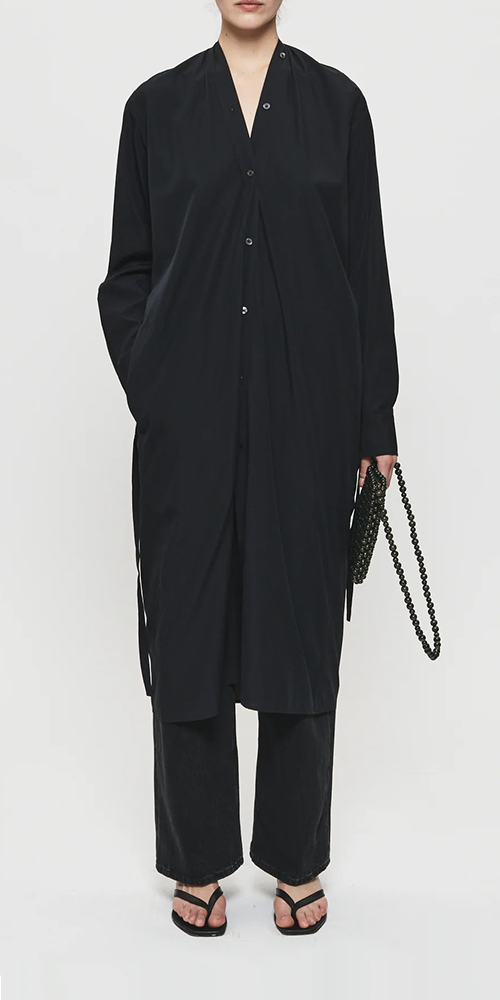 Colarless Shirtdress Black