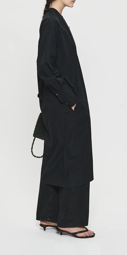 Colarless Shirtdress Black
