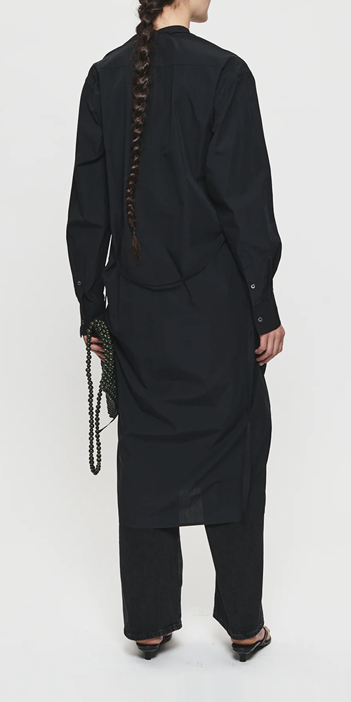 Colarless Shirtdress Black