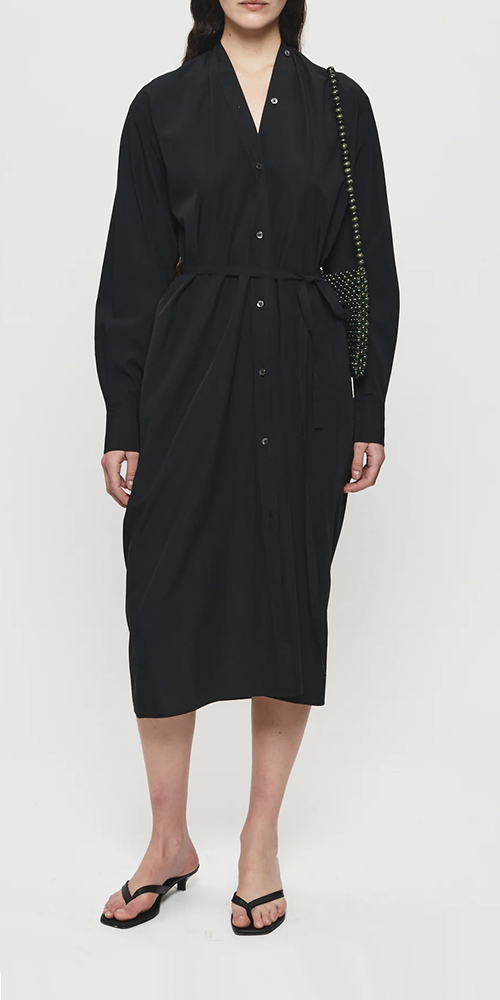 Colarless Shirtdress Black