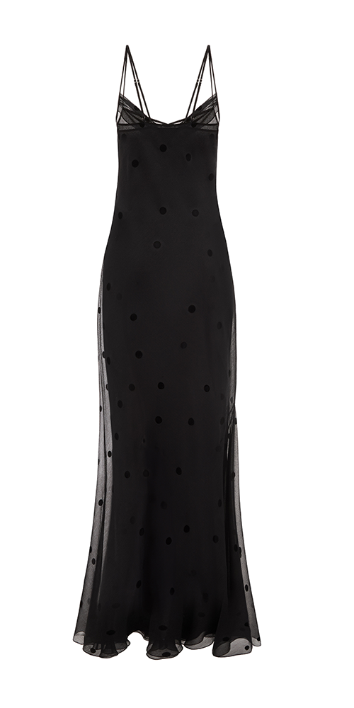 Coletta Sheer Polka Dot Maxi Dress