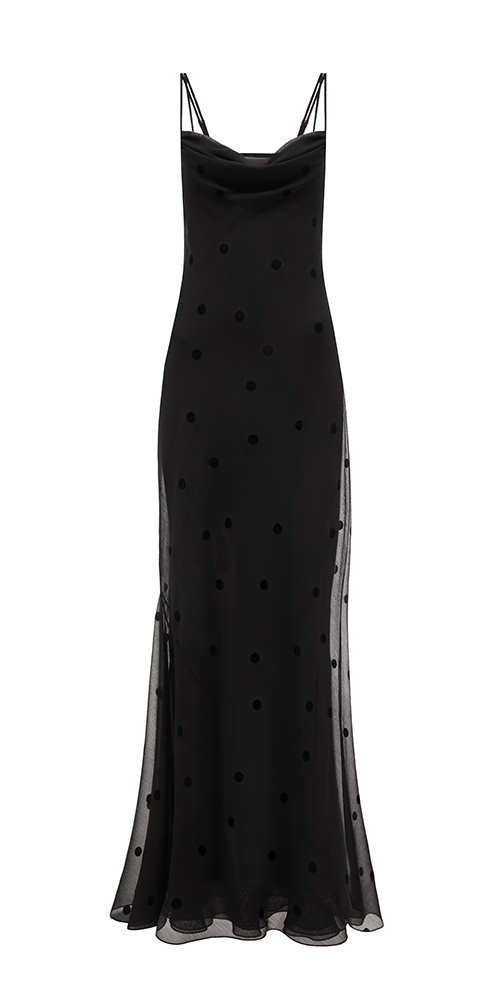 Coletta Sheer Polka Dot Maxi Dress