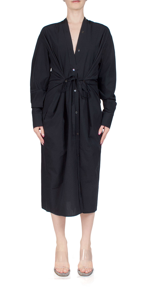 Colarless Shirtdress Black