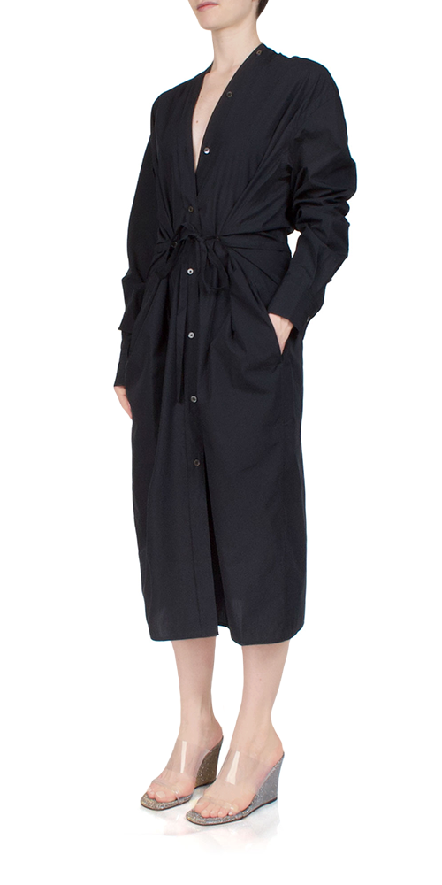 Colarless Shirtdress Black