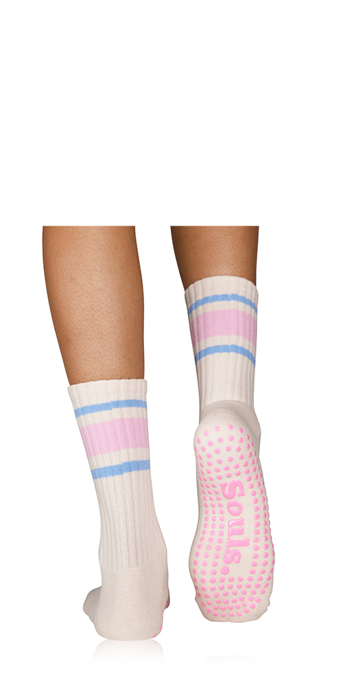 Pink Retro Grip Socks