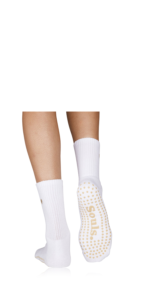 Beige Heart Grip Socks