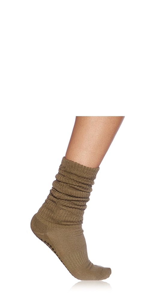 Olive Cloud Grip Socks