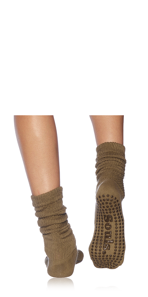 Olive Cloud Grip Socks