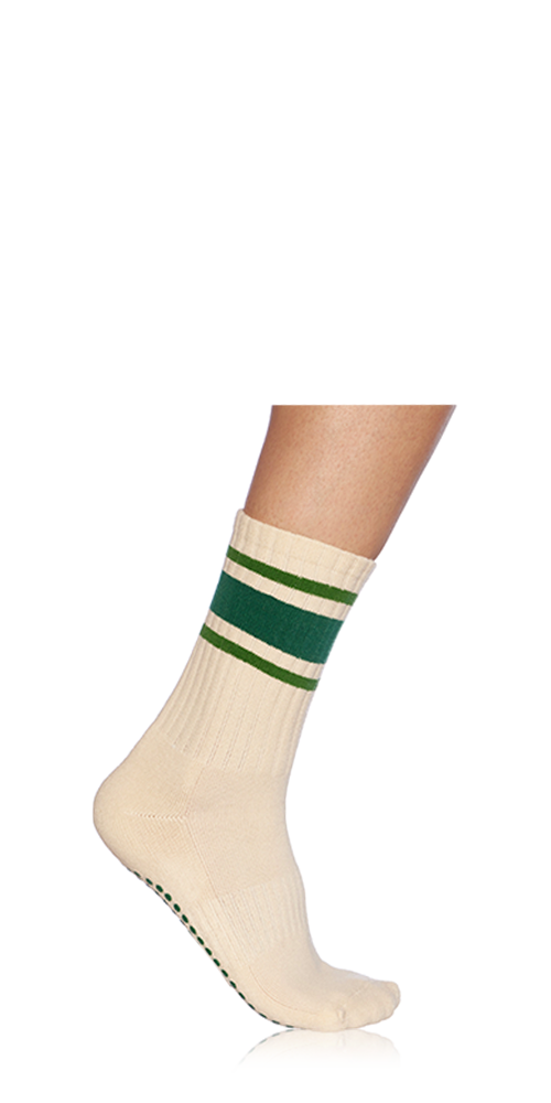 Green Retro Grip Socks