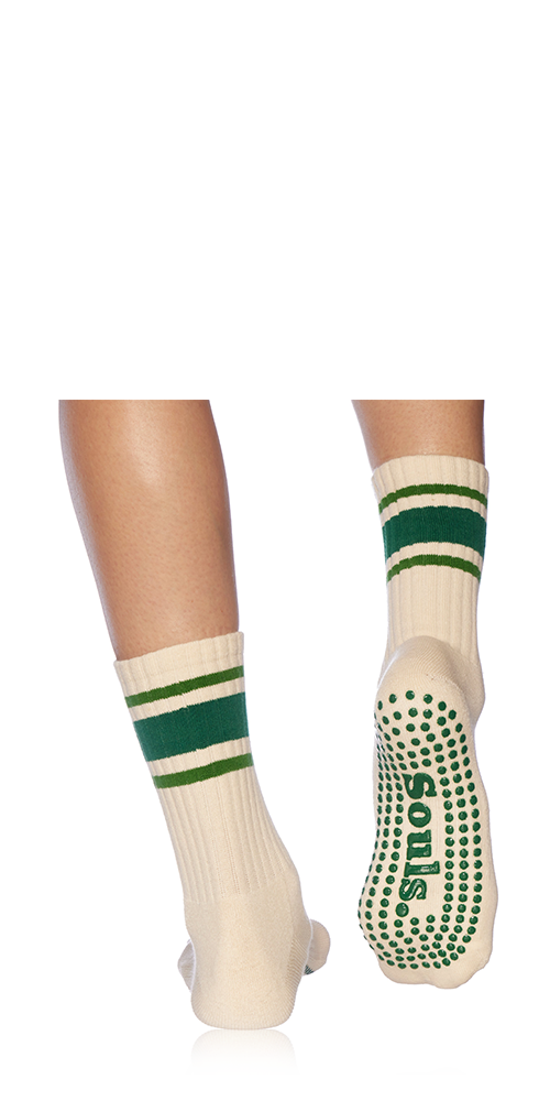 Green Retro Grip Socks