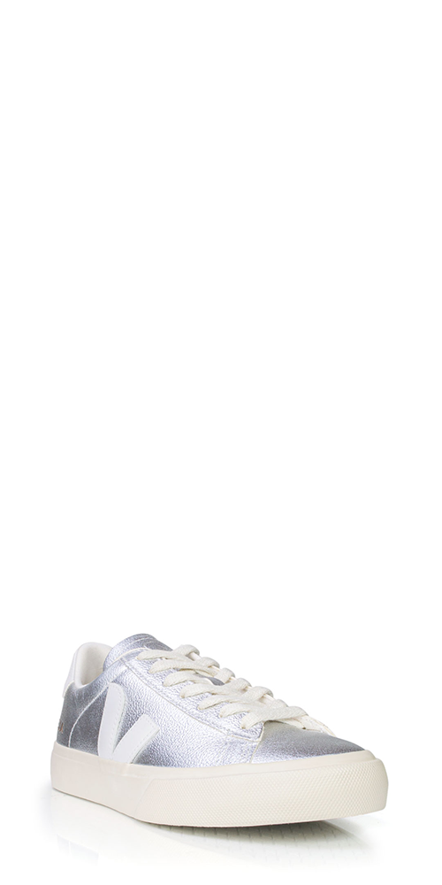 Campo Leather Sneakers Silver White