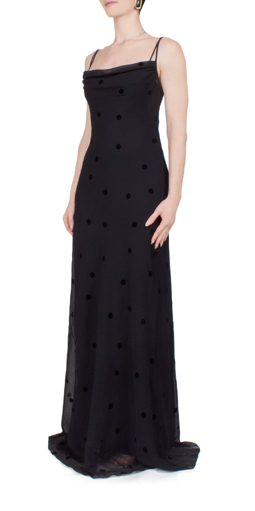 Coletta Sheer Polka Dot Maxi Dress