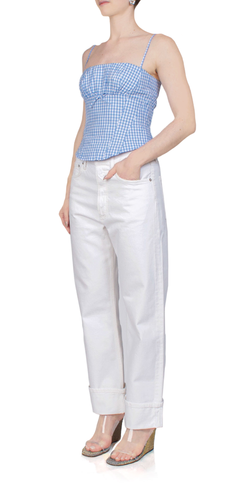 Fran Low Slung Straight Jean Milkshake