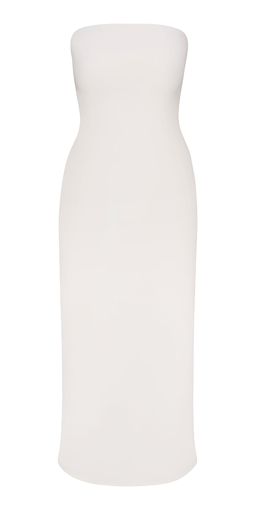 Strapless Midi Dress in Stretch Twill