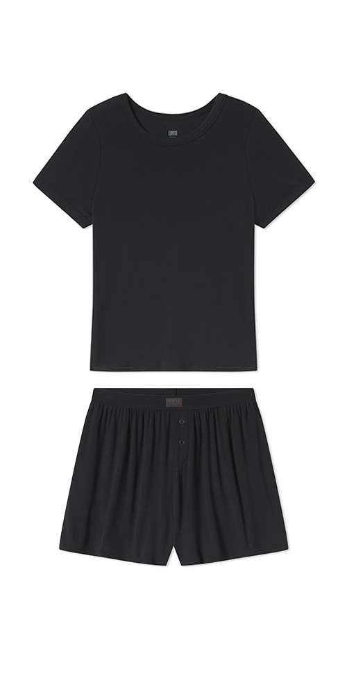 Soft Modal Rib Tee Short Set
