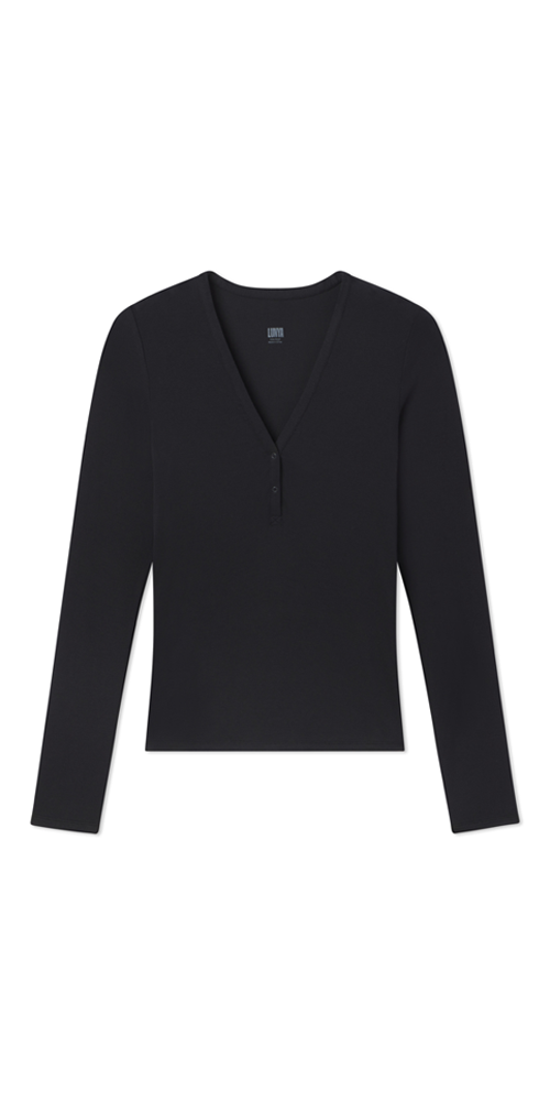 Soft Modal Rib V-Neck Henley