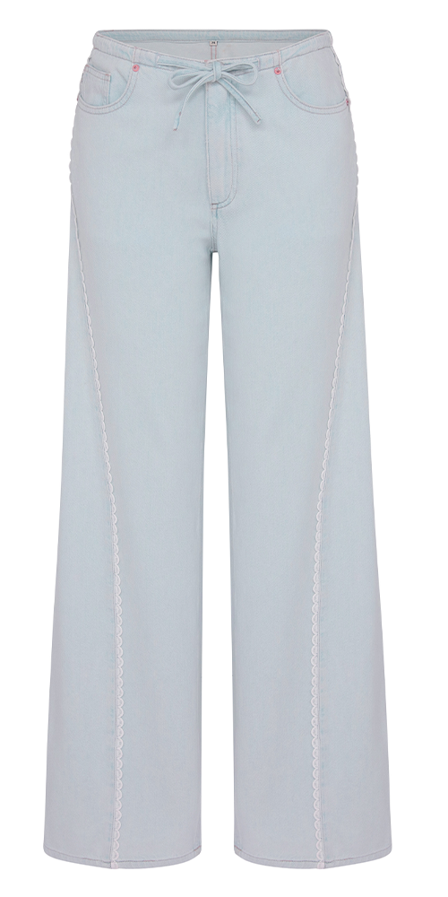 Sienna Low-Slung Wide Leg Relaxed 31” Jeans Saltstone Lace