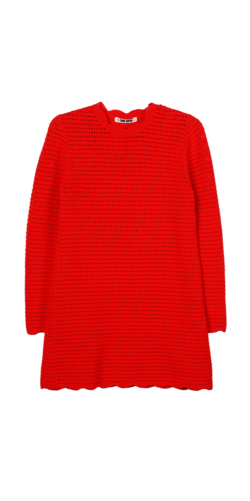 Faro Crochet Dress Red